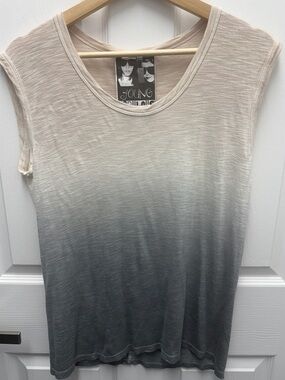 Young Fabulous & Broke Cream-to-Gray Ombre dip dye boho sleeveless shirt tank